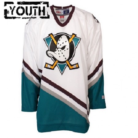 Barn Ishockey Anaheim Ducks Mighty Ducks tröja Blank CCM Throwback Vit Authentic